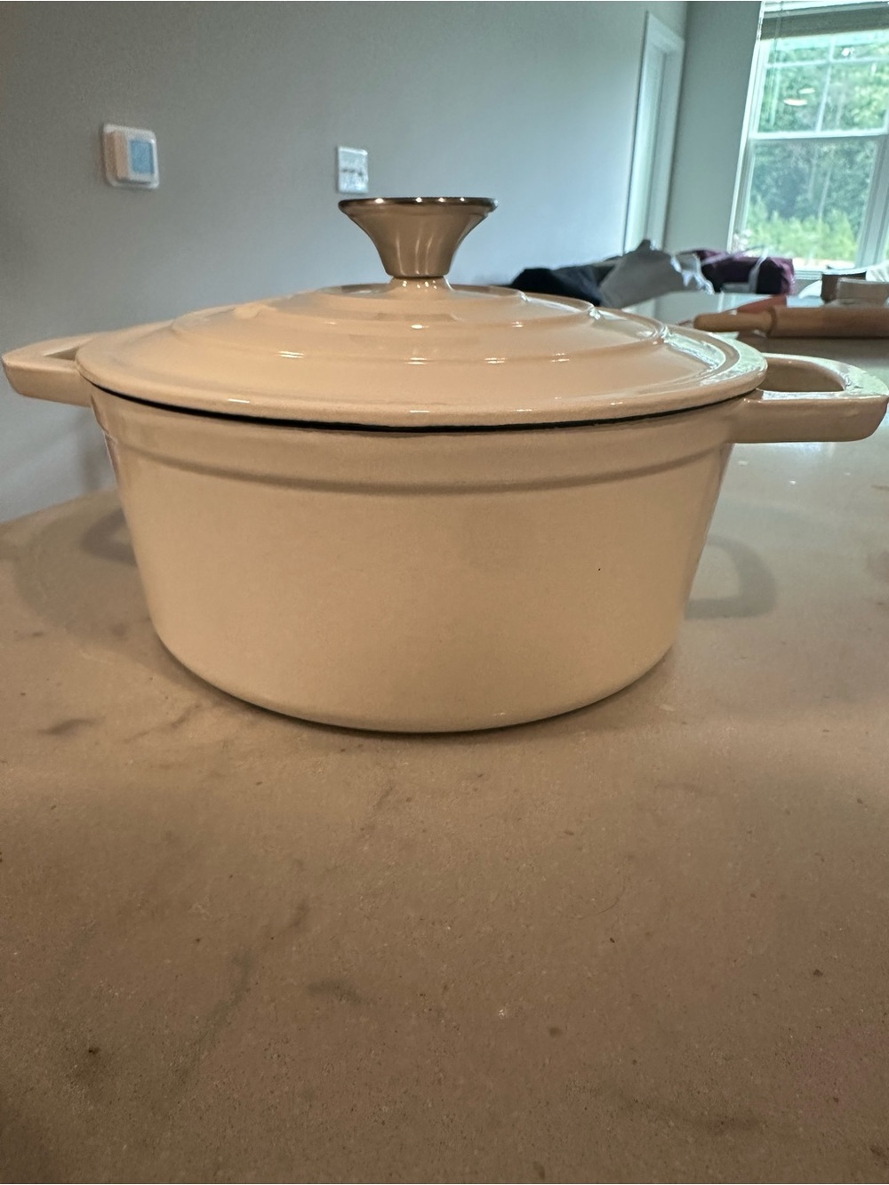 Cream Enamel Dutch Oven with Lid